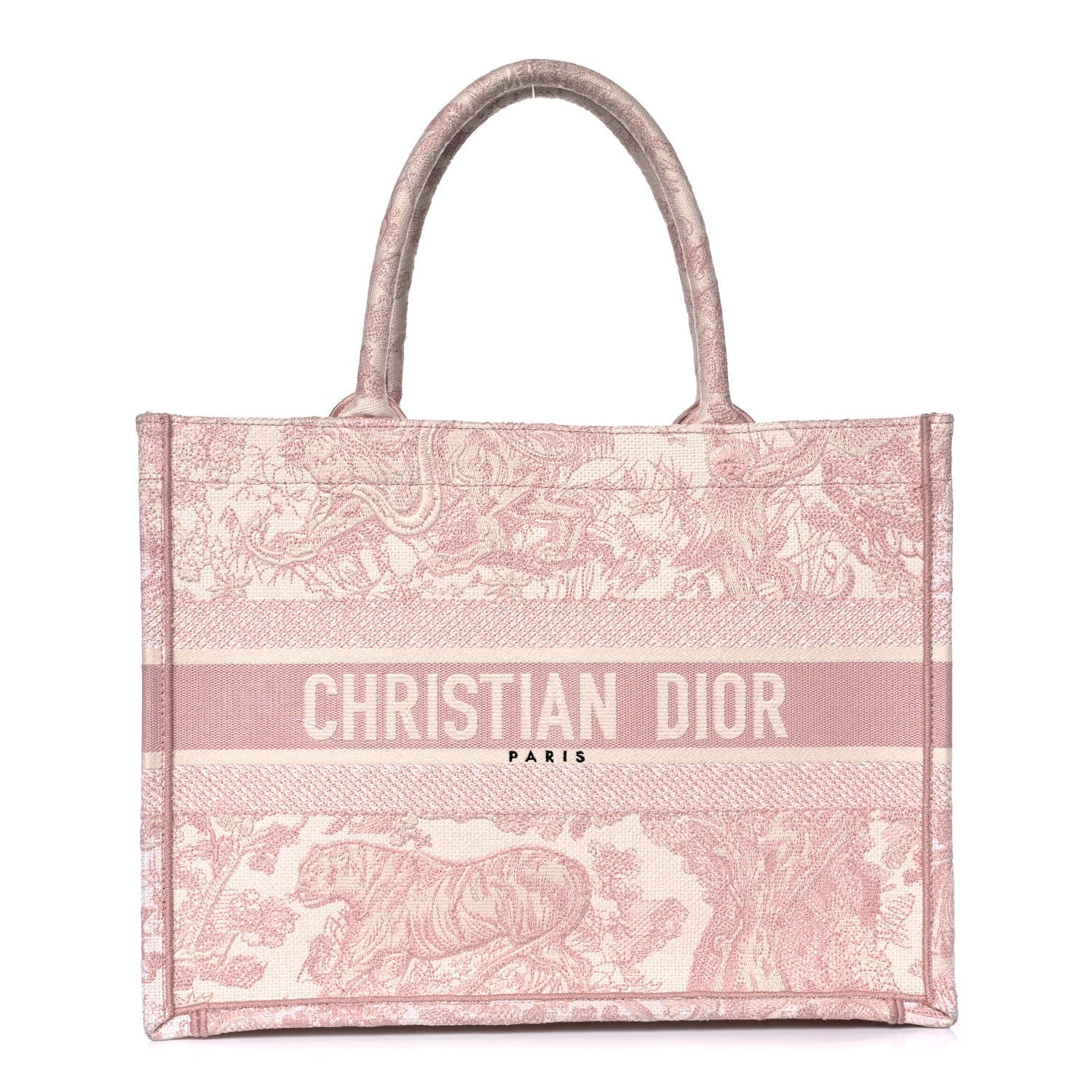 Christian Dior Canvas Toile De Jouy Embroidered Medium Book Tote Pink 1 of 14