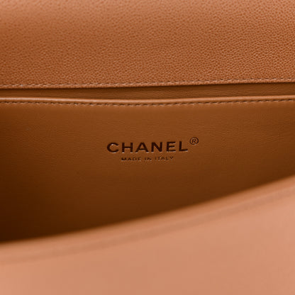 Chanel Caviar Chevron Quilted Medium Boy Flap Brown 6 of 10