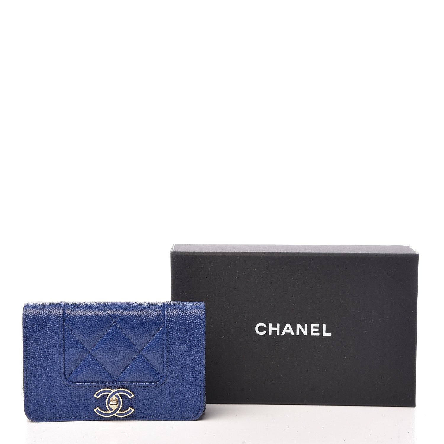 Chanel Caviar Quilted Vintage Mademoiselle Card Holder Dark Blue 11 of 11