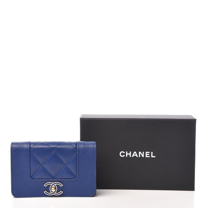 Chanel Caviar Quilted Vintage Mademoiselle Card Holder Dark Blue 11 of 11