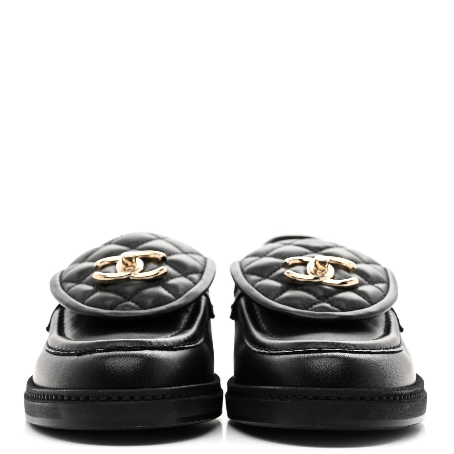 Lambskin Quilted CC Turnlock Loafers 37 Black