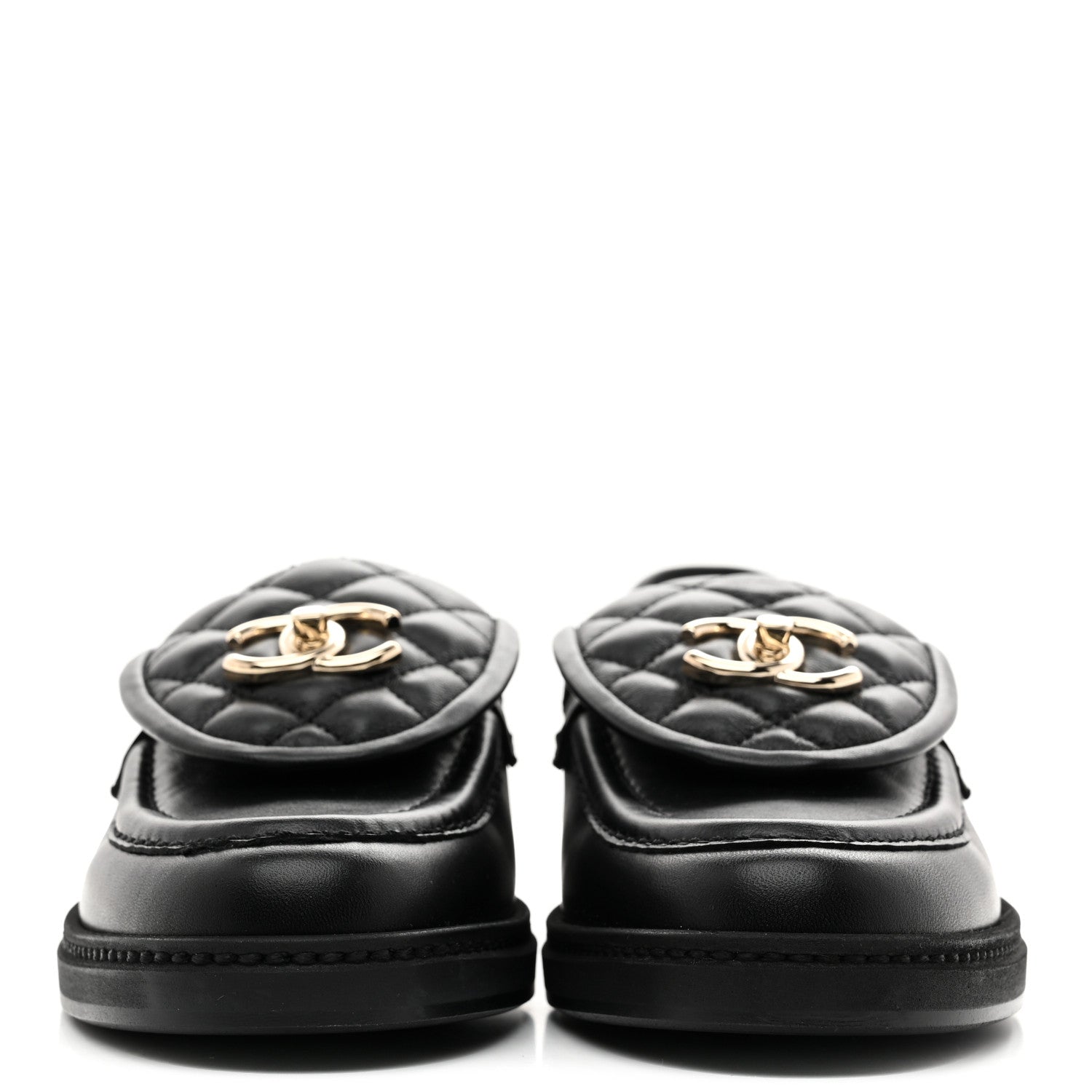 Chanel Lambskin Quilted CC Turnlock Loafers 37 Black 3 of 10
