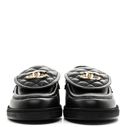 Chanel Lambskin Quilted CC Turnlock Loafers 37 Black 3 of 10