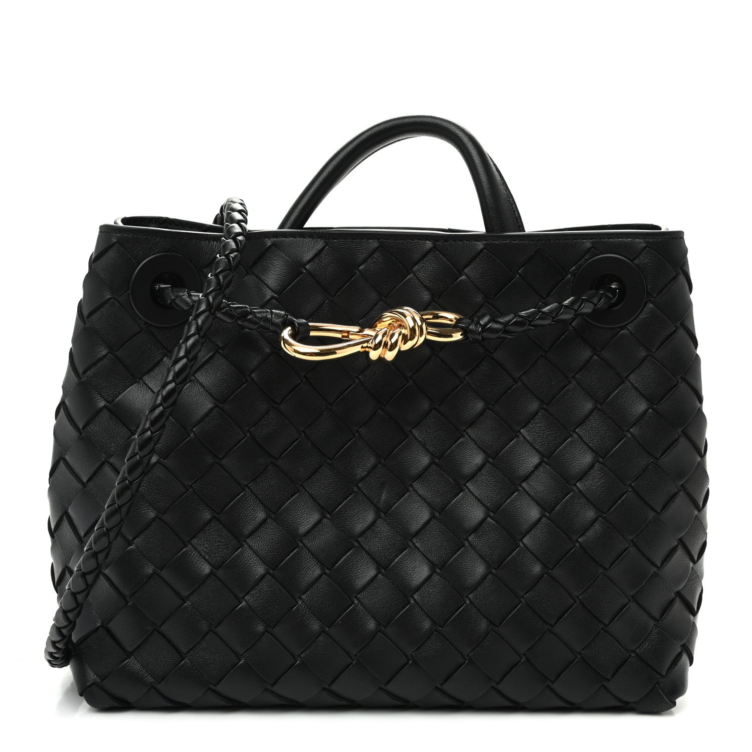 Bottega Veneta Nappa Intrecciato Small Andiamo Shoulder Bag Black 1 of 9