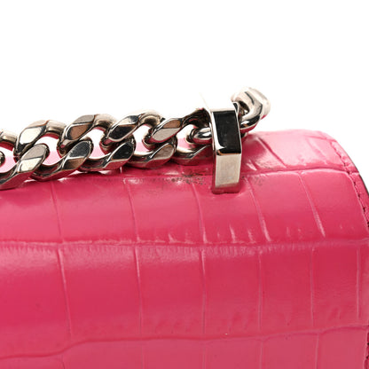 Alexander McQueen Calfskin Crocodile Embossed Knuckle Shoulder Bag Peony Pink 11 of 12