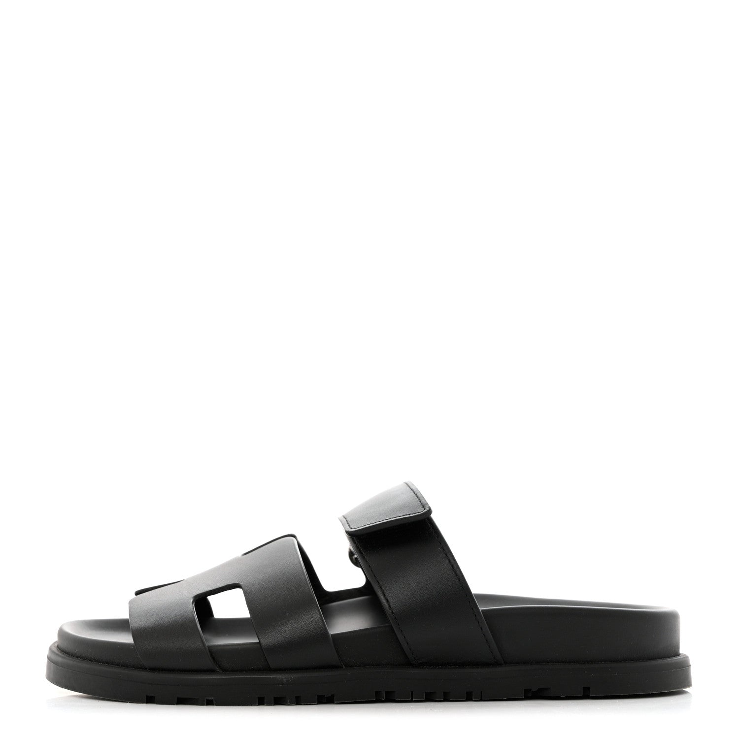 Hermes Calfskin Womens Chypre Sandals 35.5 Black 1 of 11