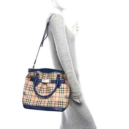 Burberry Haymarket Check Medium Golderton Tote Blue 2 of 9