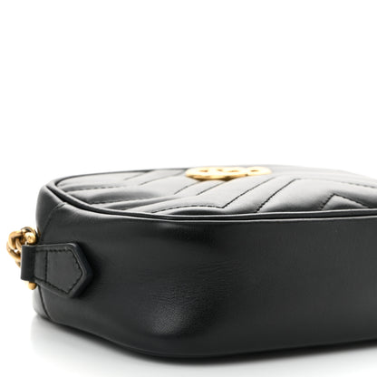 Gucci Calfskin Matelasse Mini GG Marmont Chain Shoulder Bag Black 9 of 14
