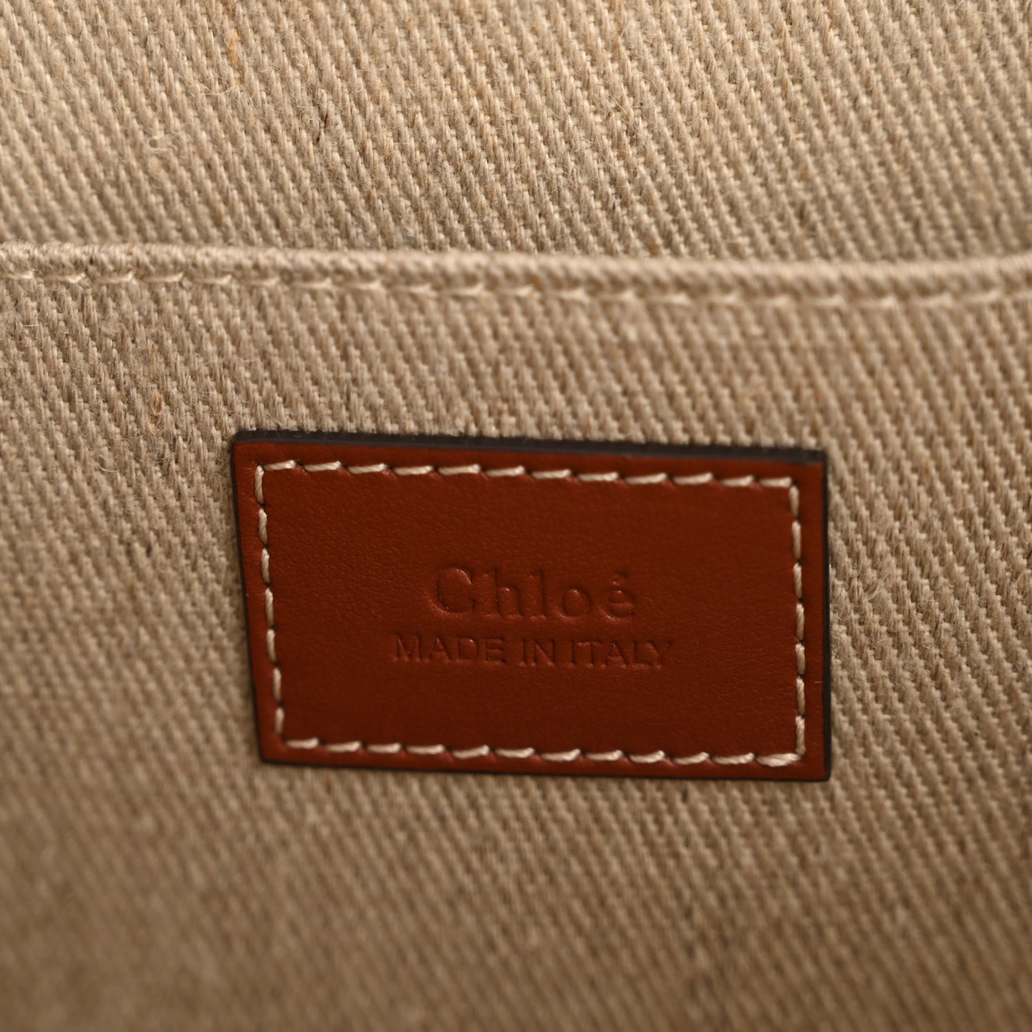 Linen Calfskin Medium Woody Ribbon Tote White Brown