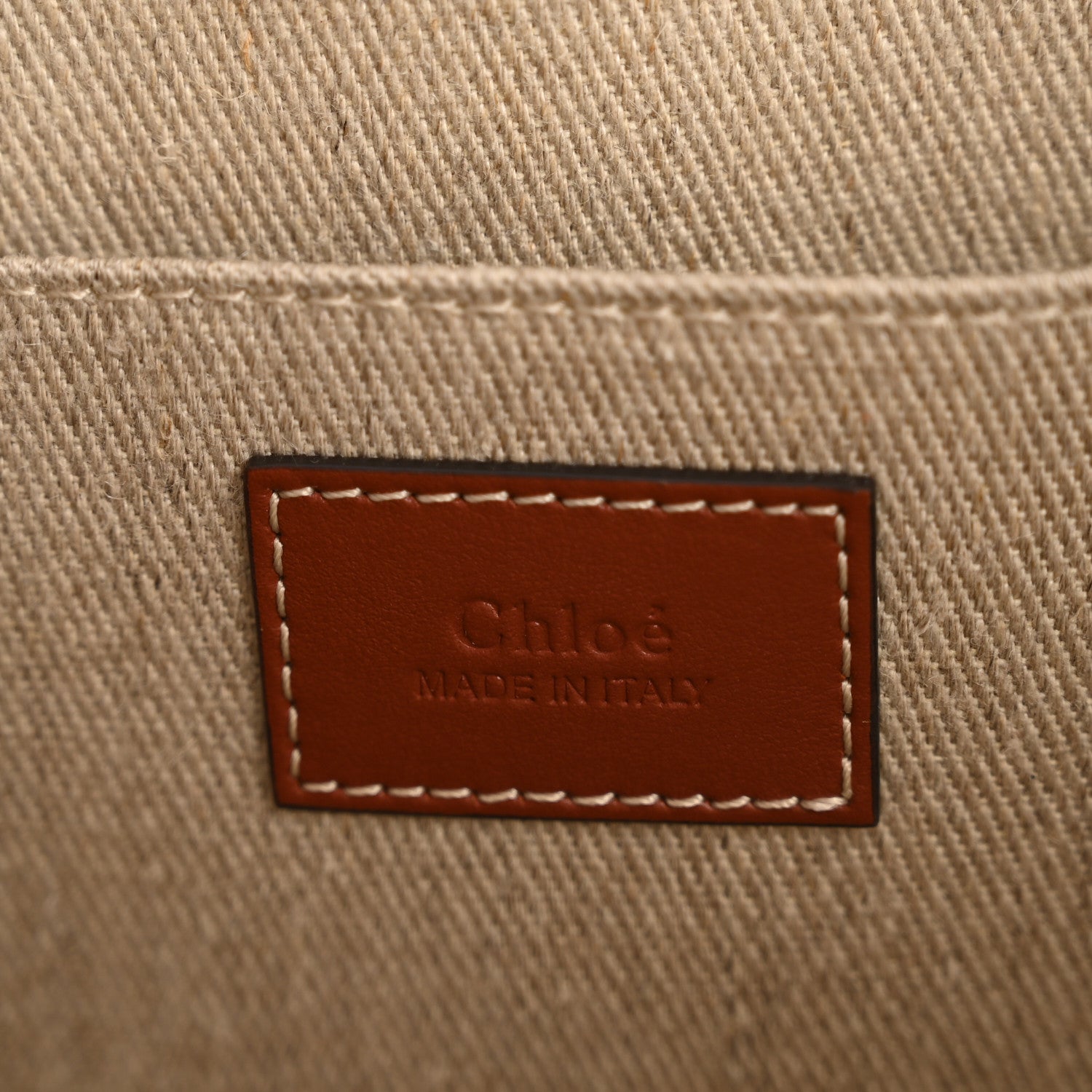 Chloe Linen Calfskin Medium Woody Ribbon Tote White Brown 6 of 11