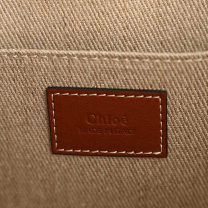 Chloe Linen Calfskin Medium Woody Ribbon Tote White Brown 6 of 11