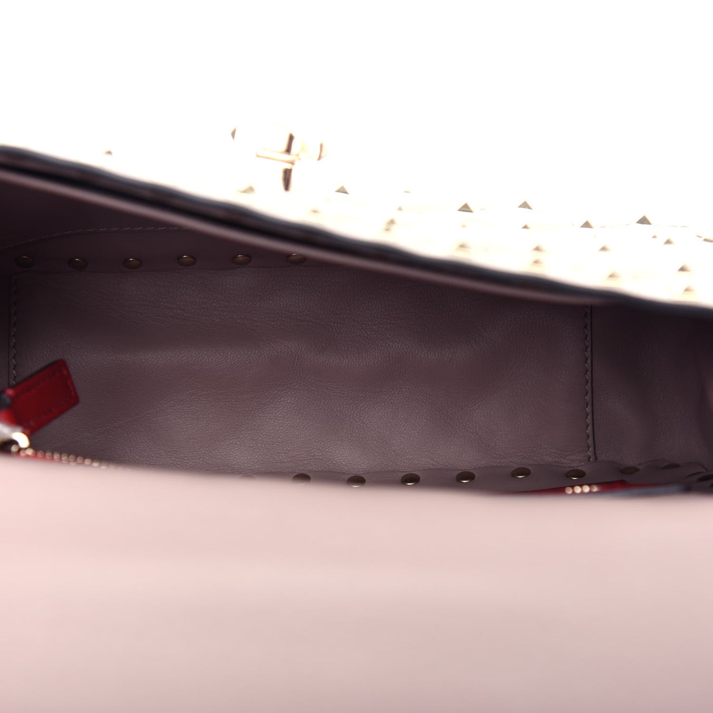 Lambskin Medium Rockstud Spike Shoulder Bag Poudre