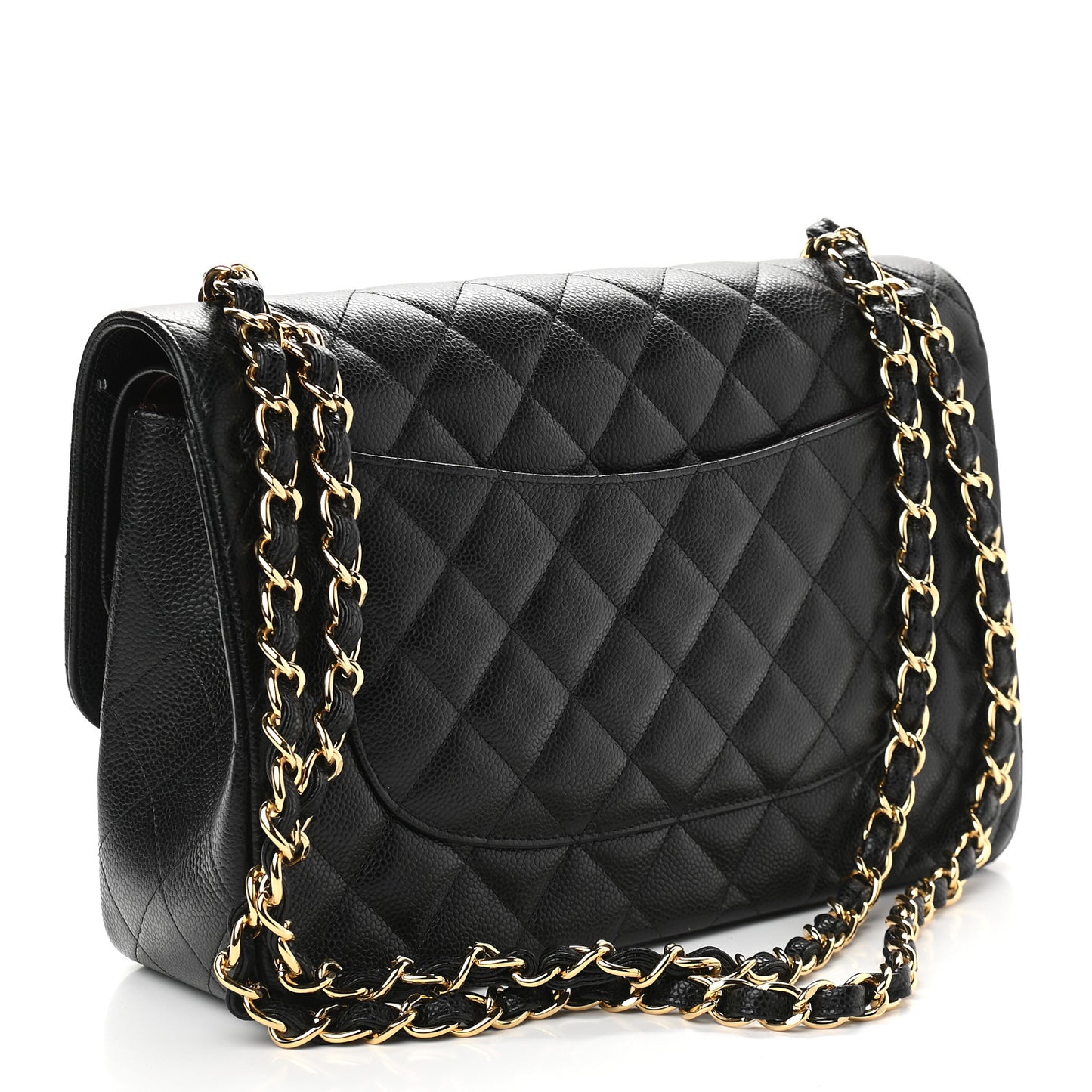 Caviar Quilted Jumbo Double Flap Black