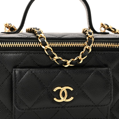 Chanel Caviar Quilted Polly Pocket East West Top Vanity With Chain Black 21 of 40