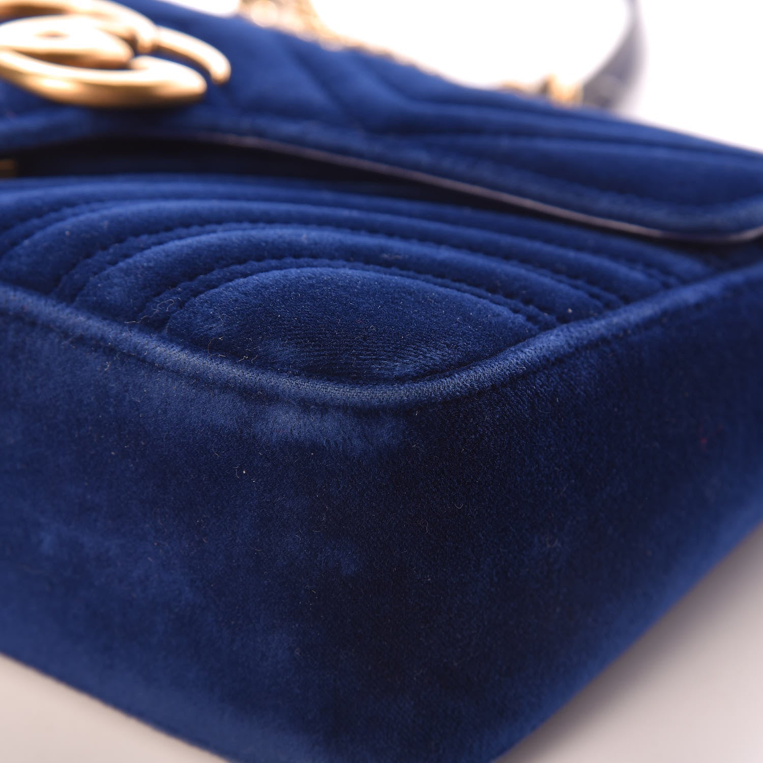 Gucci Velvet Matelasse Small GG Marmont Shoulder Bag Cobalt Blue 10 of 20