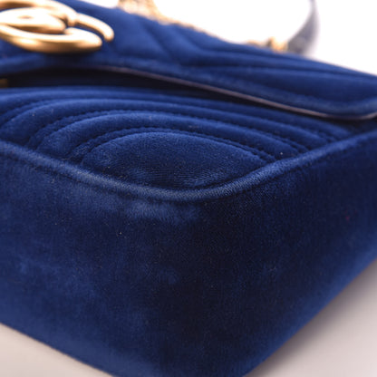 Gucci Velvet Matelasse Small GG Marmont Shoulder Bag Cobalt Blue 10 of 20