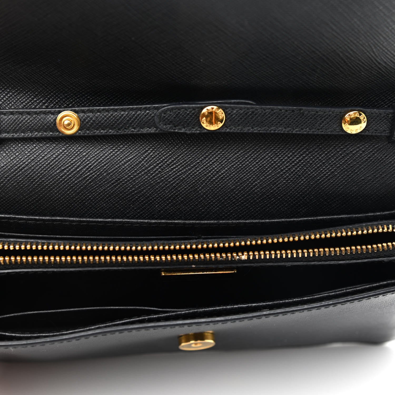 Prada Saffiano Metal Flap Wallet With Strap Black 5 of 9