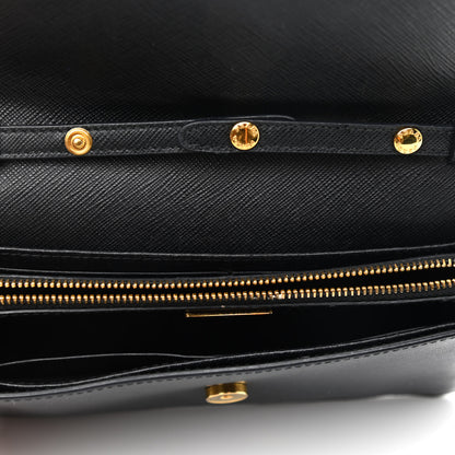 Prada Saffiano Metal Flap Wallet With Strap Black 5 of 9