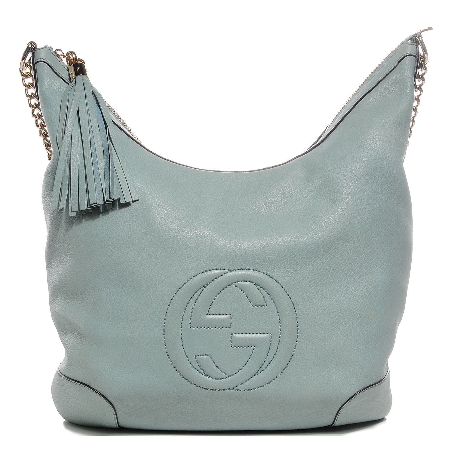 Gucci Calfskin Medium Soho Chain Hobo Splash Blue 1 of 9