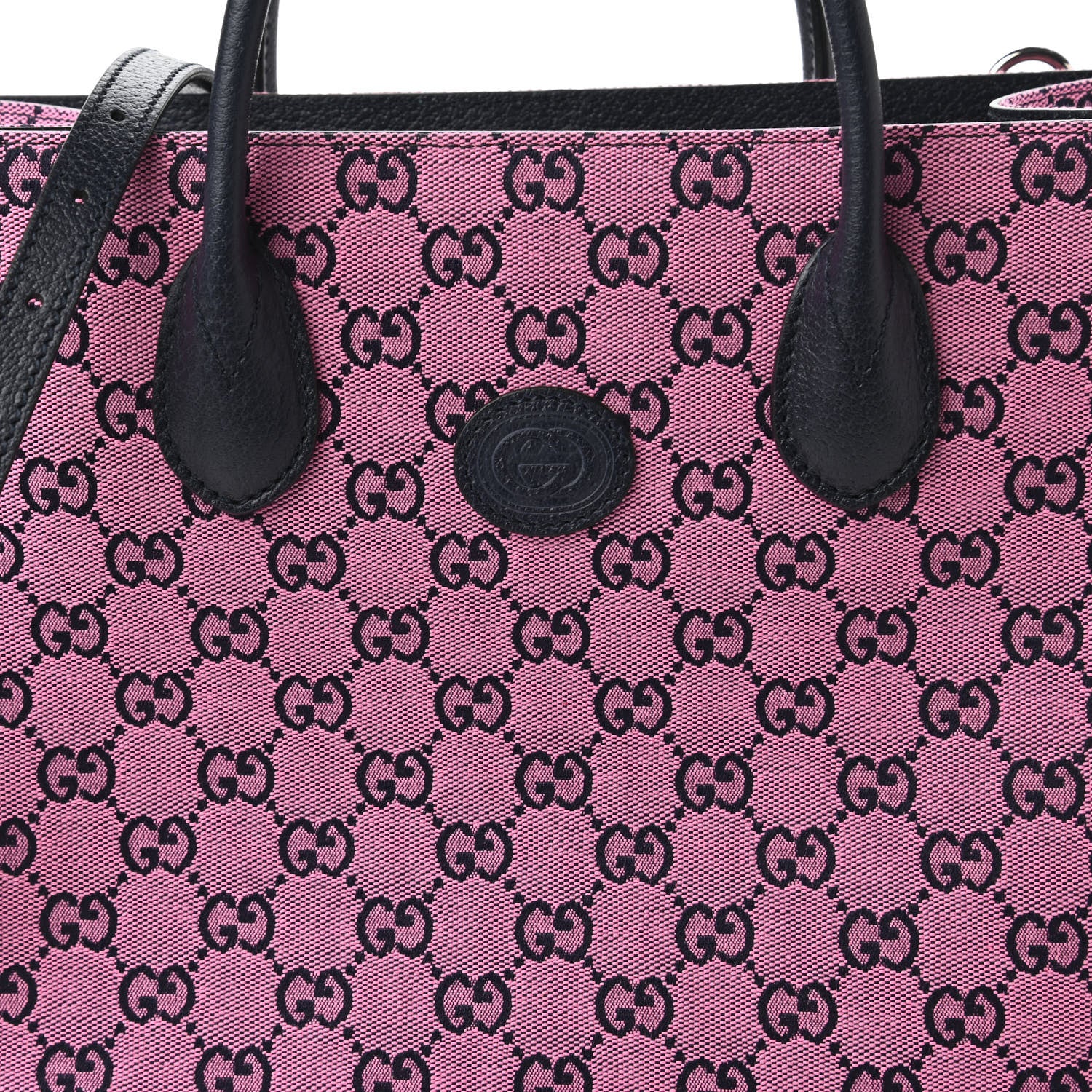 Gucci Monogram Multicolor Textured Dollar Calfskin Small Retro Interlocking G Tote Bag Pink Blue 10 of 10