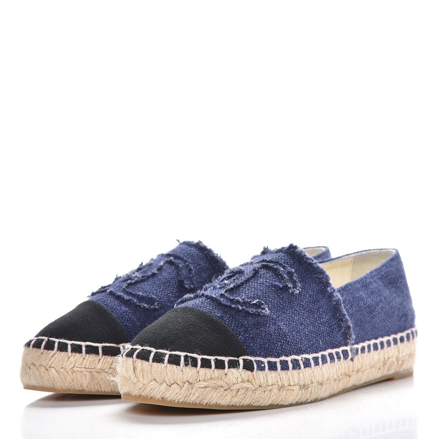 Chanel Linen CC Espadrilles 35 Blue Black 3 of 14