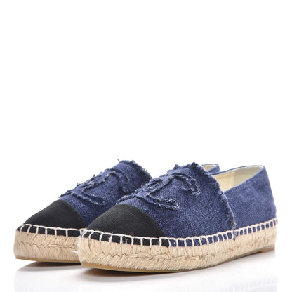 Chanel Linen CC Espadrilles 35 Blue Black 3 of 14