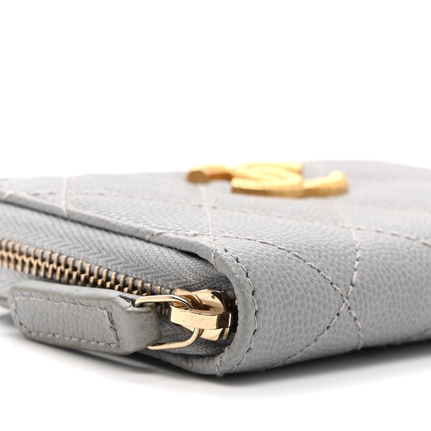Chanel Caviar Quilted Zip Coin Purse Grey 8 of 10