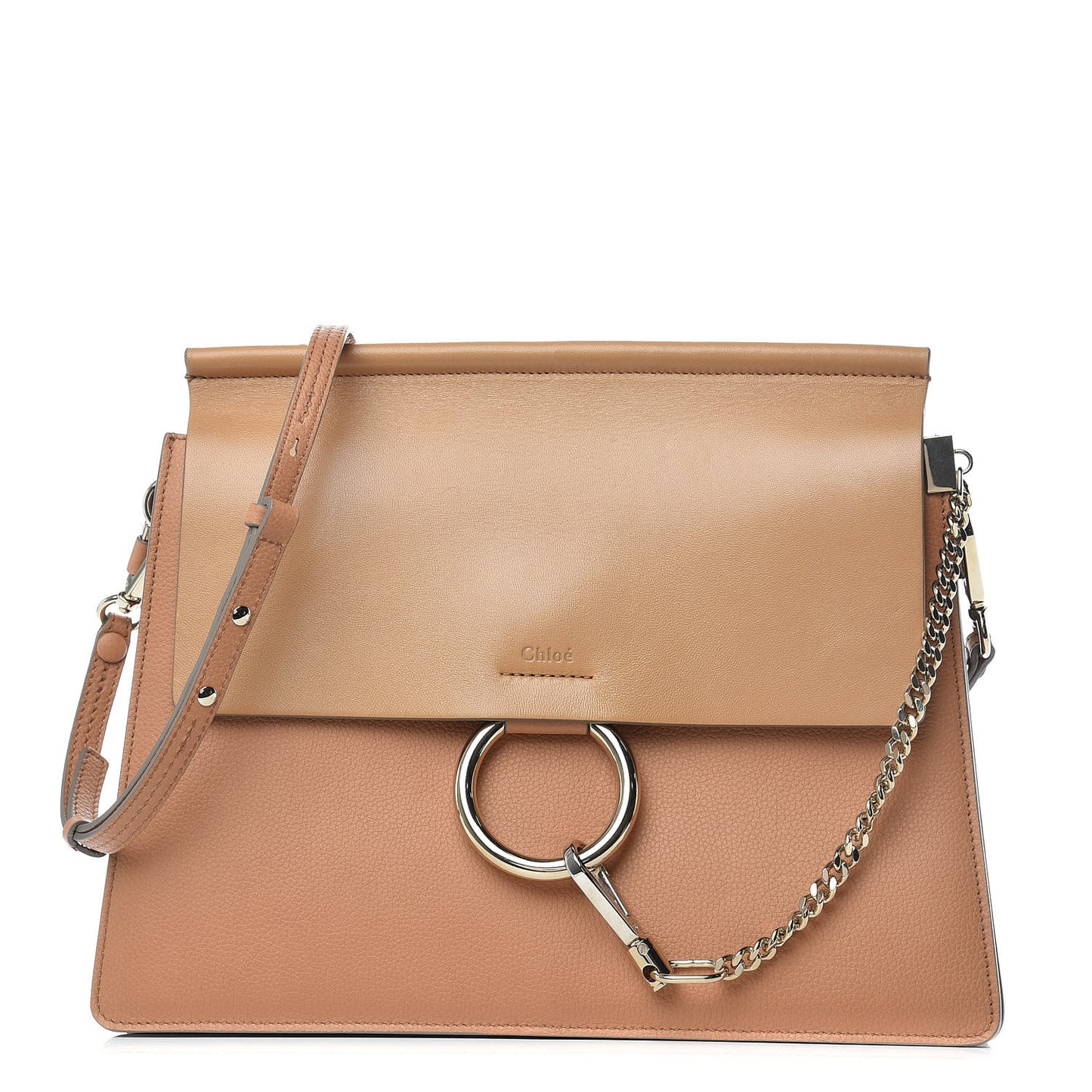 Grained Calfskin Smooth Lambskin Medium Faye Shoulder Bag Milky Coffee