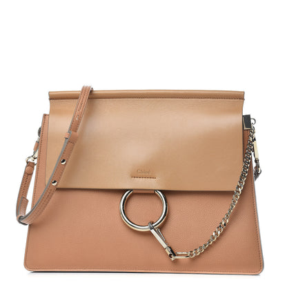 Chloe Grained Calfskin Smooth Lambskin Medium Faye Shoulder Bag Milky Coffee 1 of 9