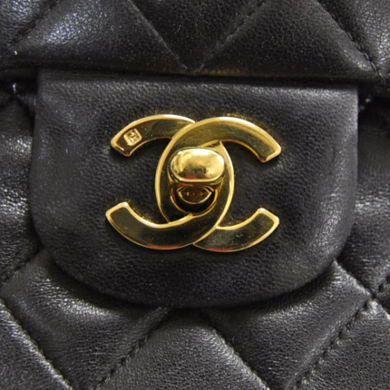 Lambskin Medium Double Flap Black