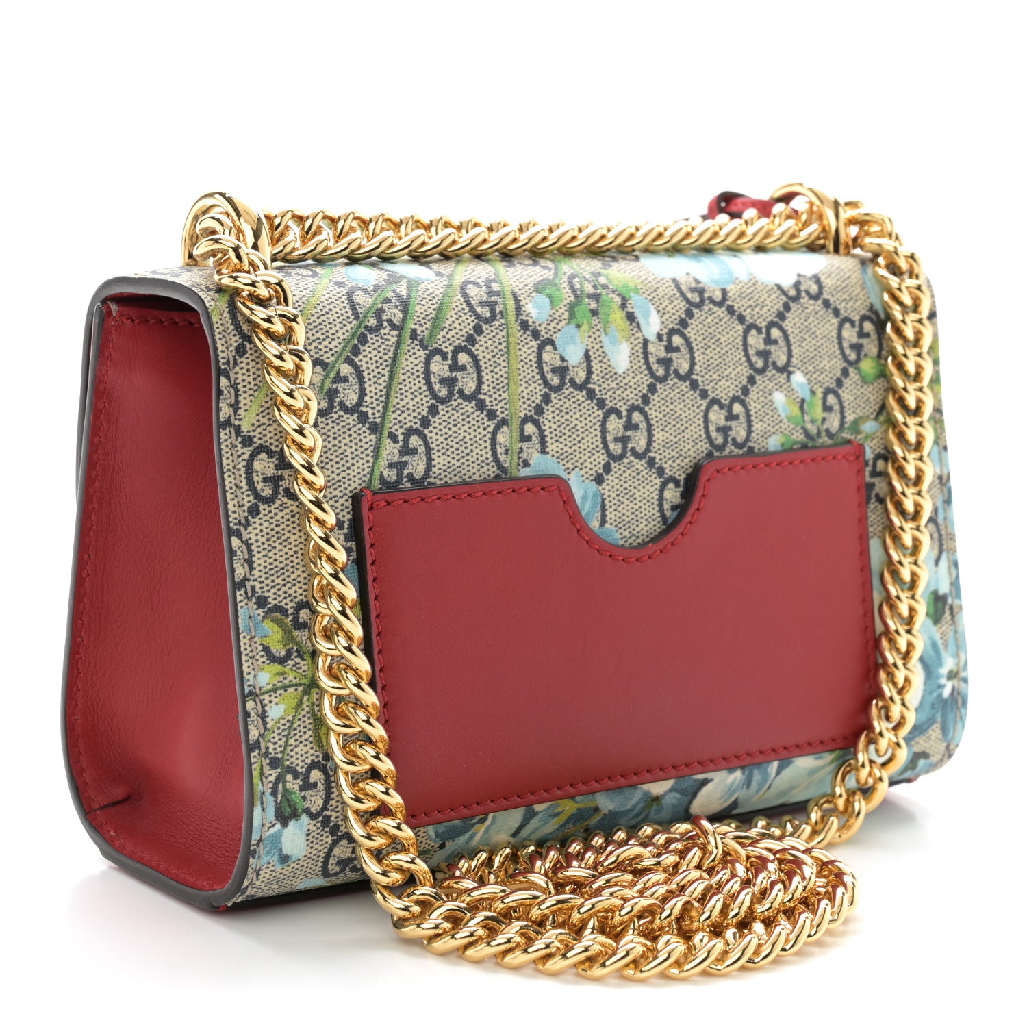 Gucci GG Supreme Monogram Blooms Small Padlock Shoulder Bag Beige Blue Navy Hibiscus Red 3 of 12