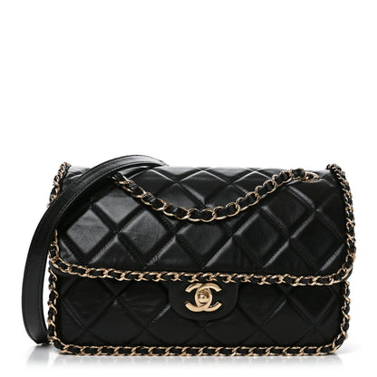 Chanel Crumpled Calfskin Medium Chain All Over Flap Black 1 of 10