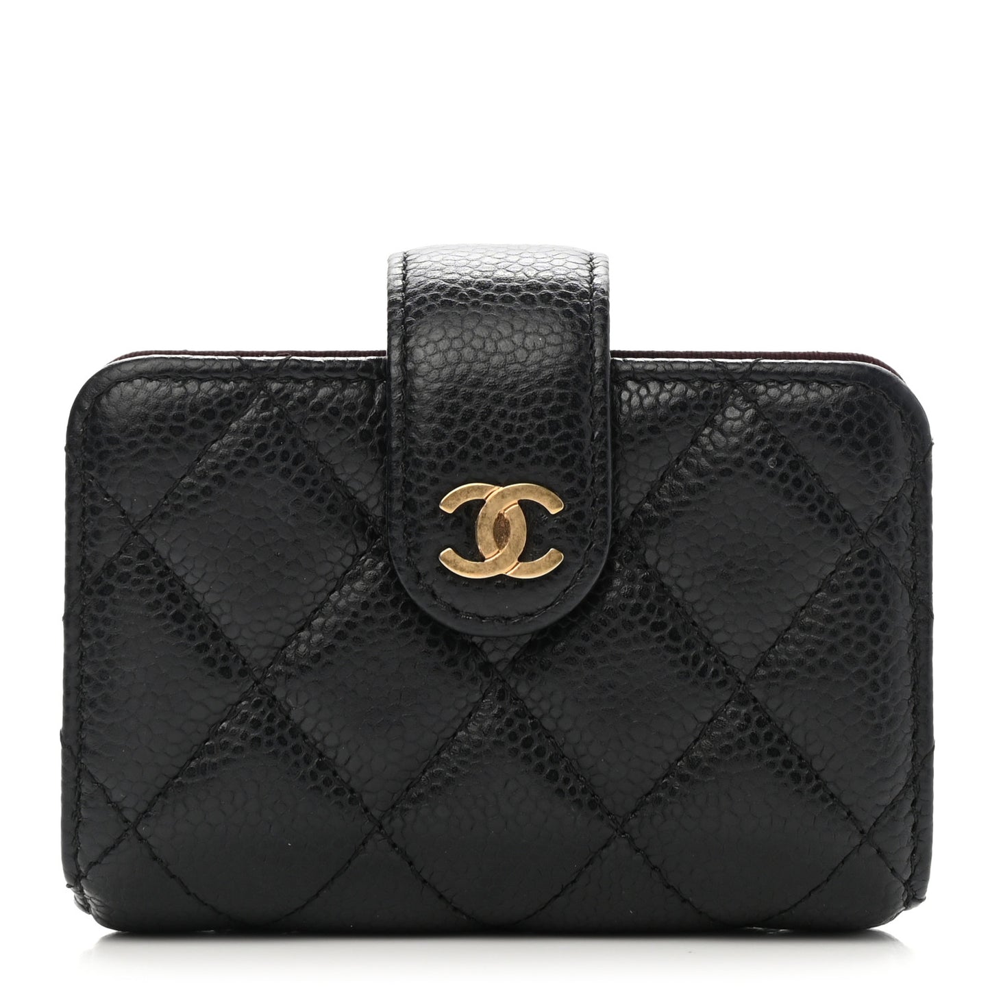 Caviar Quilted Gusseted Card Holder Black