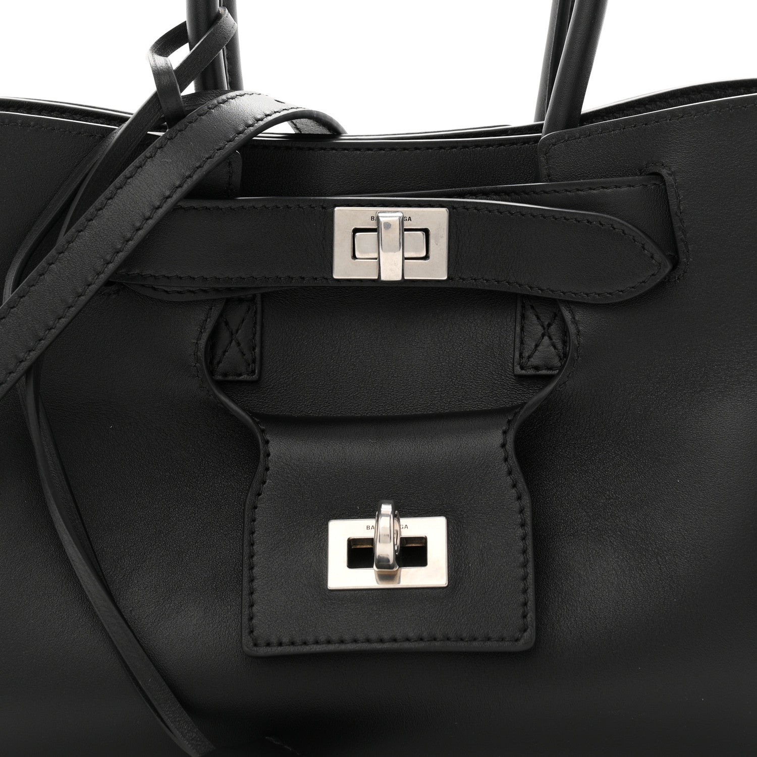 Balenciaga Smooth Calfskin Mini Bel Air Carry All Bag Black 7 of 9