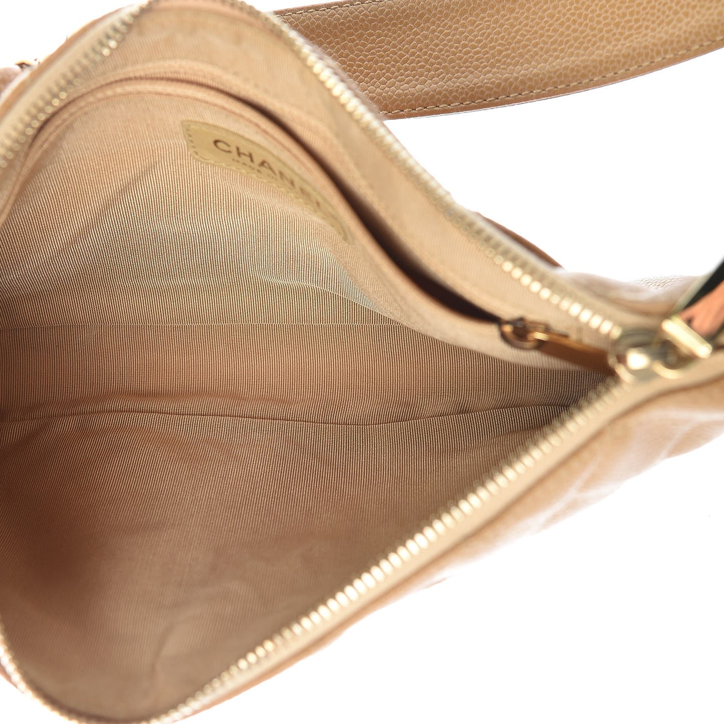 Caviar Quilted CC Shoulder Bag Beige