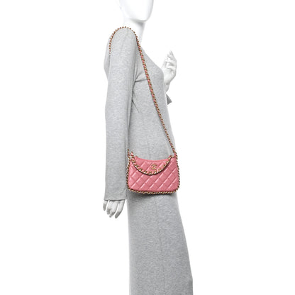 Chanel Lambskin Quilted Chain Around Top Handle Mini Bag Pink 2 of 11