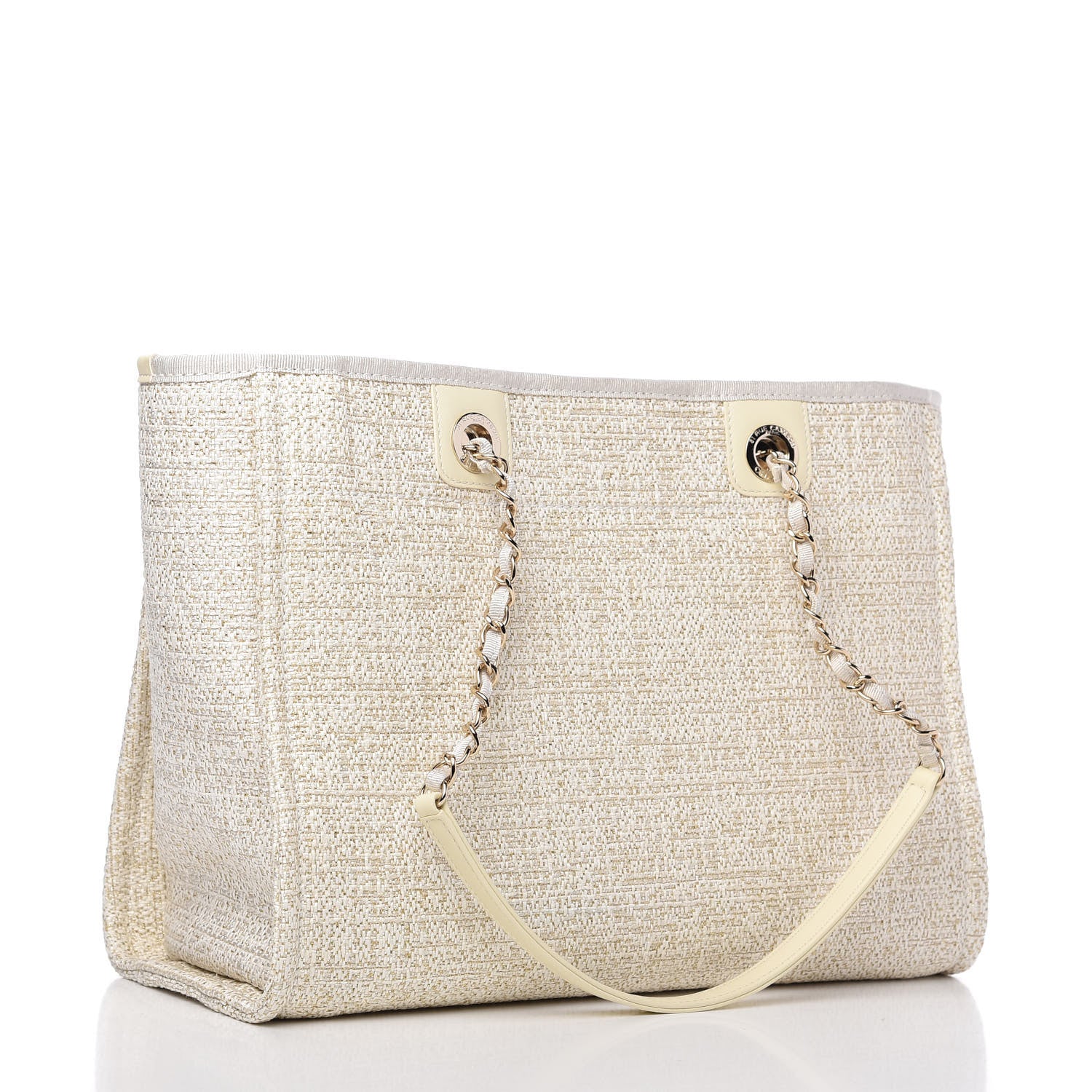Chanel Lurex Boucle Small Deauville Tote Ivory 2 of 9