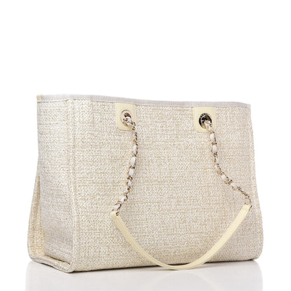 Chanel Lurex Boucle Small Deauville Tote Ivory 2 of 9