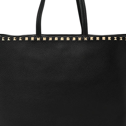 Valentino Garavani Grained Calfskin Rockstud Shoulder Tote Black 7 of 14