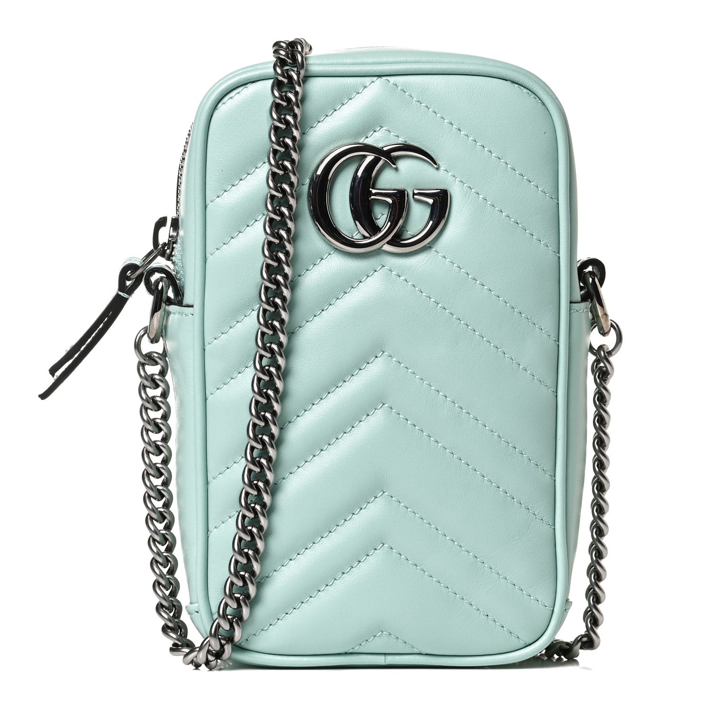 Calfskin Matelasse Mini GG Marmont Crossbody Bag Water Green