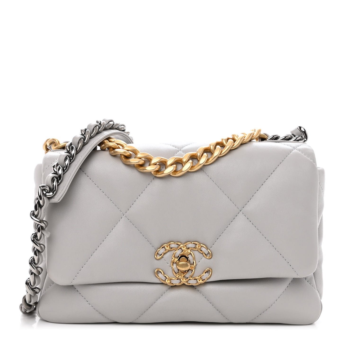 Lambskin Quilted Medium Chanel 19 Flap Grey
