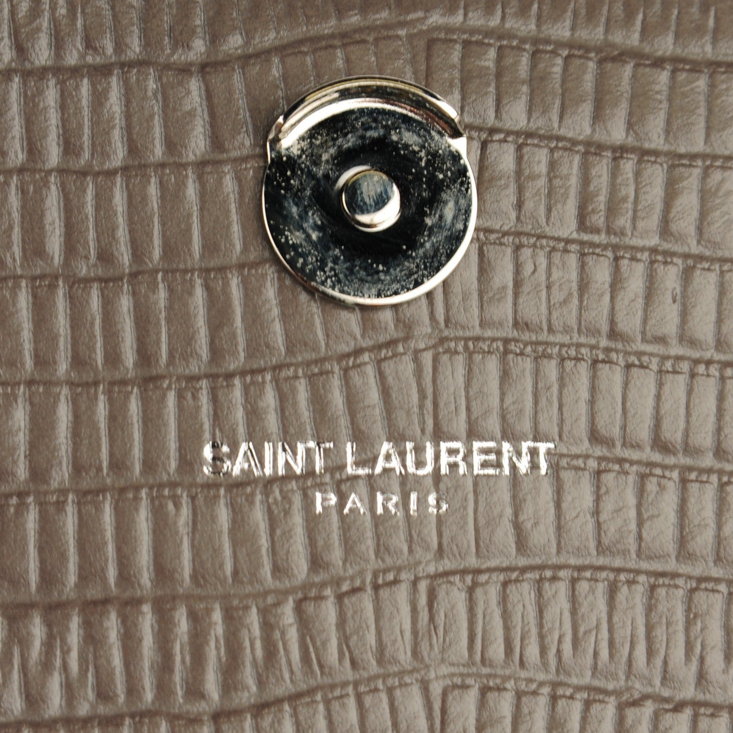 Saint Laurent Lizard Calfskin Embossed Small Classic Monogram Kate Tassel Satchel Fog 5 of 7