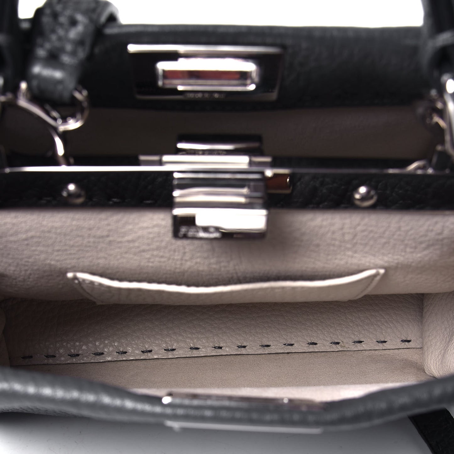 Cuoio Romano Selleria Bi-Color Mini Peekaboo Iconic Satchel Asfalto Latte