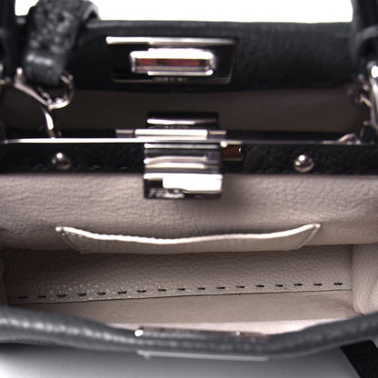 Fendi Cuoio Romano Selleria Bi-Color Mini Peekaboo Iconic Satchel Asfalto Latte 4 of 4