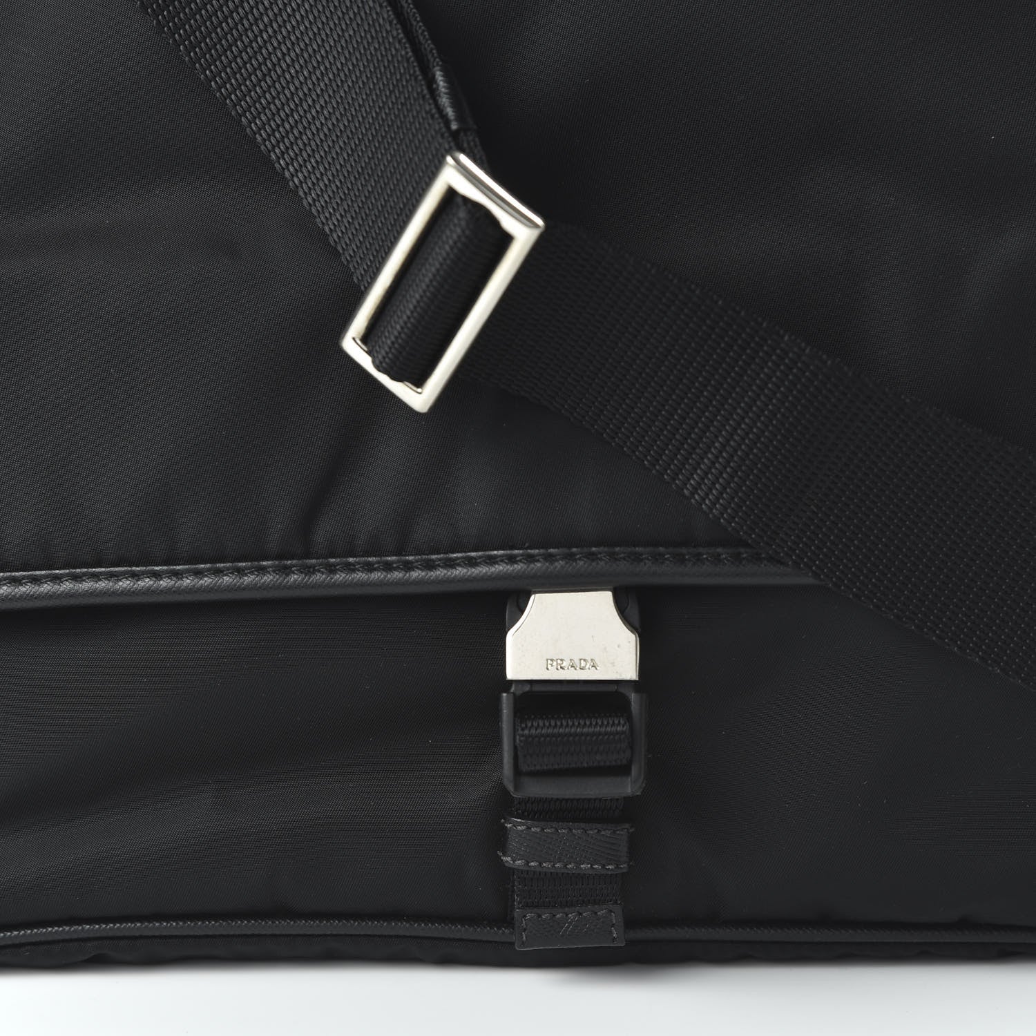 Prada Tessuto Nylon Saffiano Messenger Satchel Black 8 of 8
