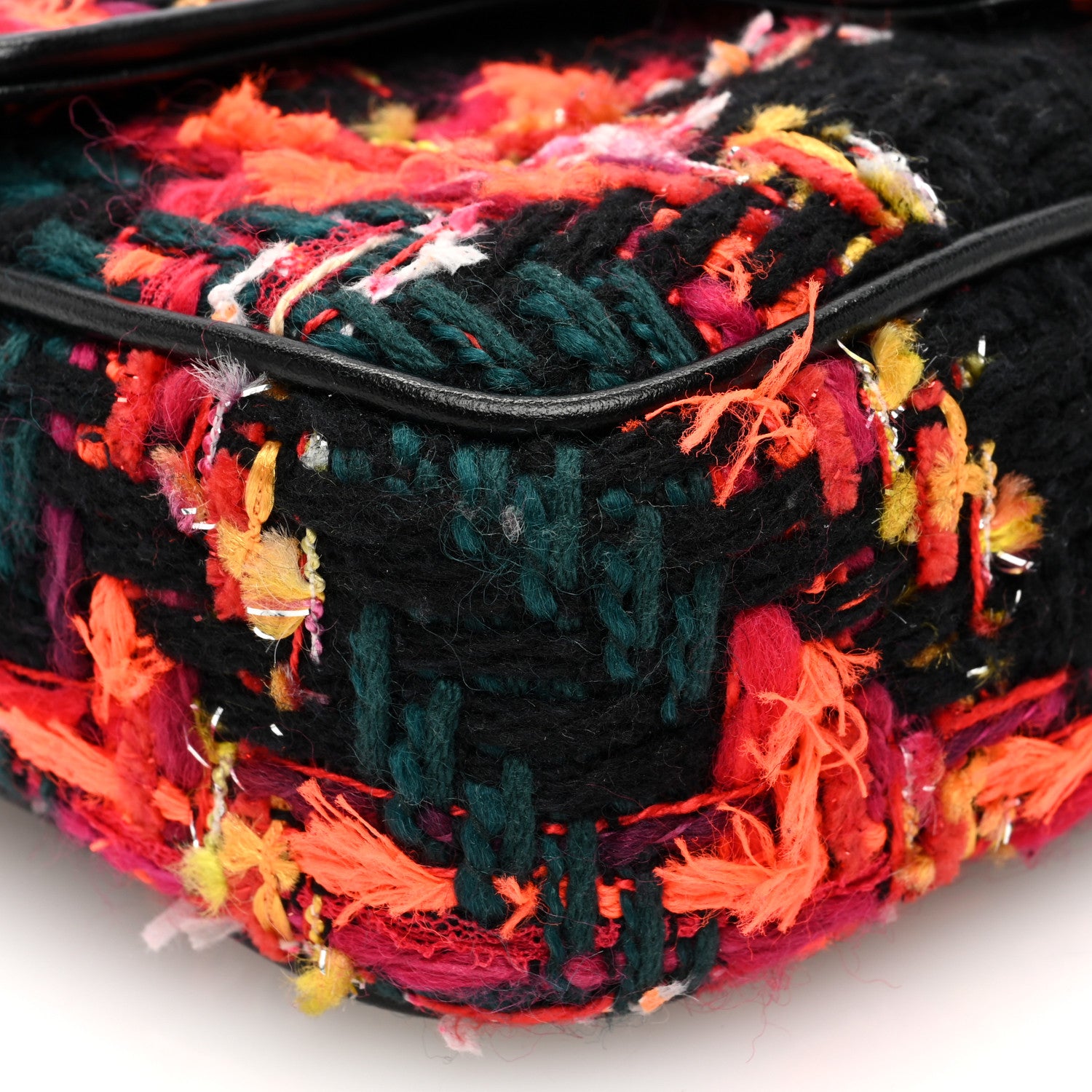 Gucci Tweed Calfskin Check Poule Super Mini GG Marmont Shoulder Bag Pink Petroleum Multicolor Black 8 of 10