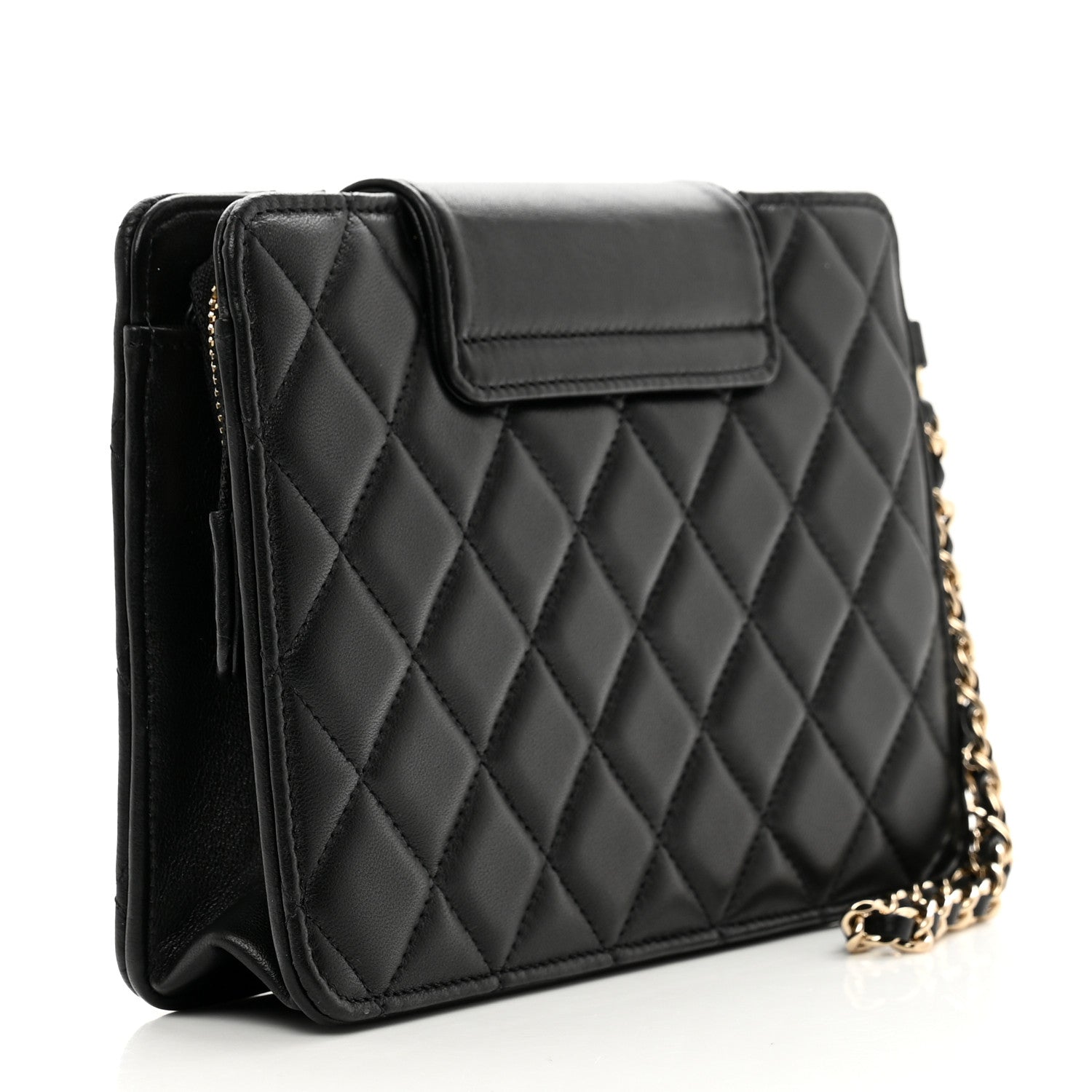 Chanel Lambskin Quilted CC Pouch Wristlet Black 3 of 8