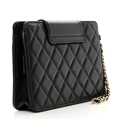 Chanel Lambskin Quilted CC Pouch Wristlet Black 3 of 8