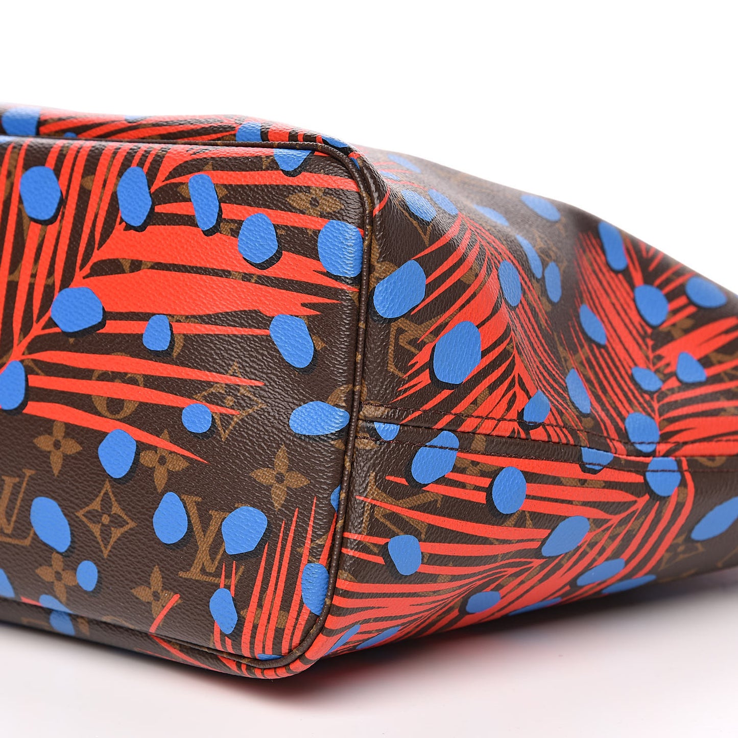 Monogram Jungle Dots Neo Neverfull MM Coquelicot Denim