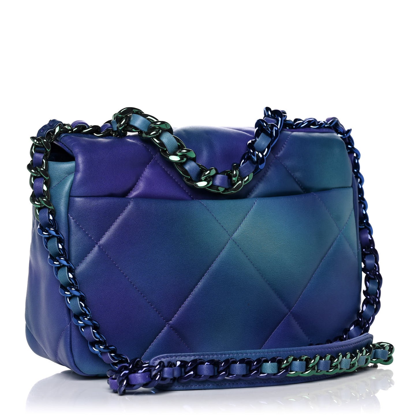 Tie Dye Calfskin Quilted Medium Chanel 19 Flap Blue Purple
